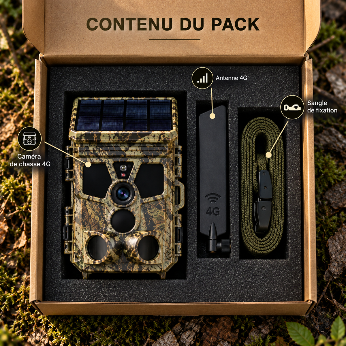 Contenu du pack de la caméra de chasse 4G 2K