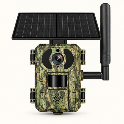 Caméra de chasse 4G solaire 2K sur fond #FCFAF4
