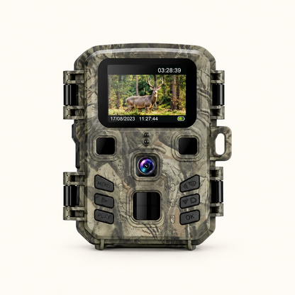 Caméra de chasse Wi-Fi compacte 20 MP sur fond crème