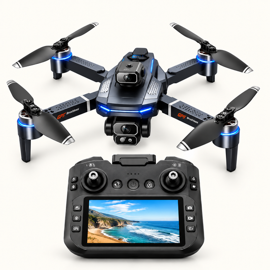 Drone pliable 177 g avec radiocommande sur fond #FCFAF4