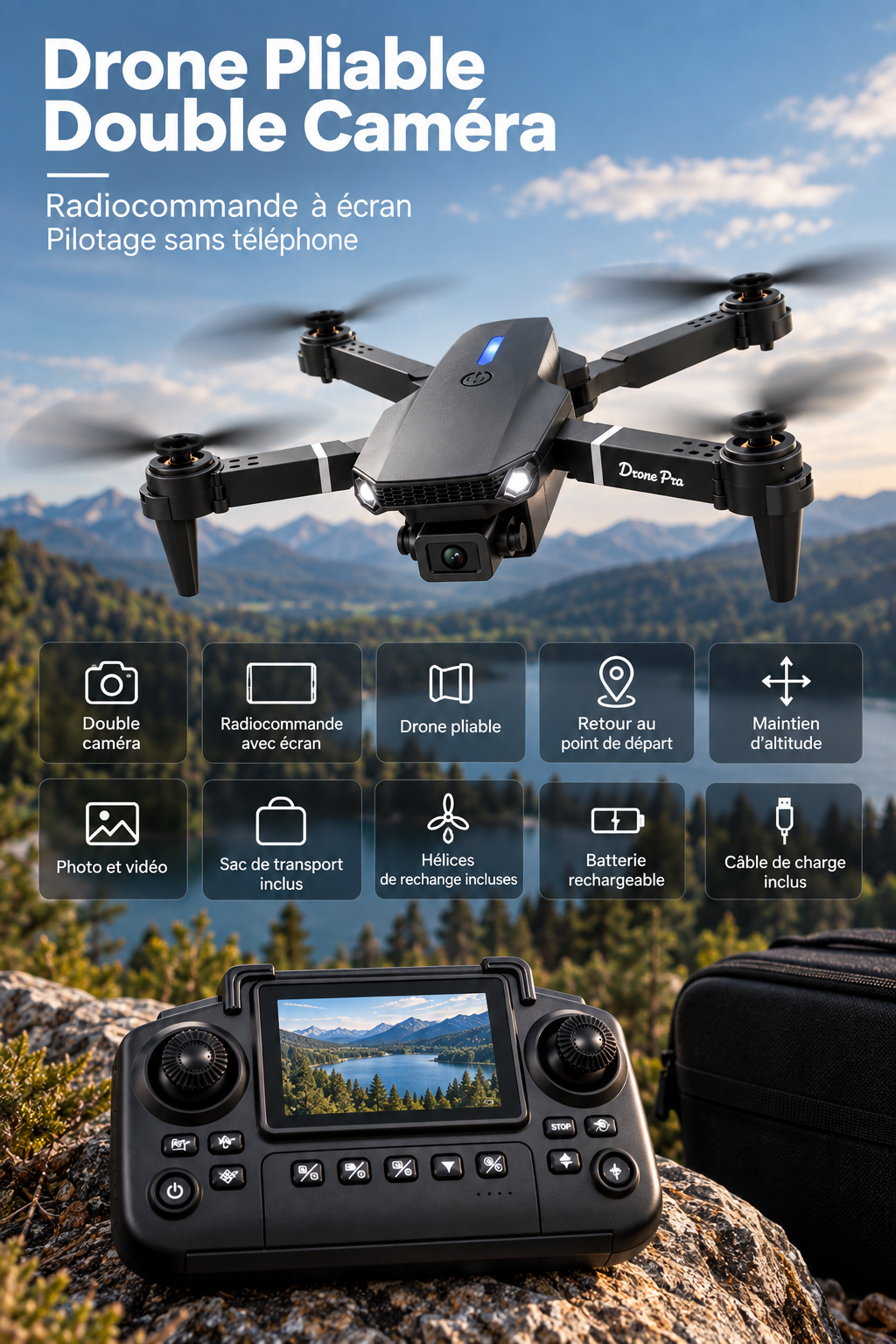 Drone pliable double caméra – caractéristiques et fonctionnalités