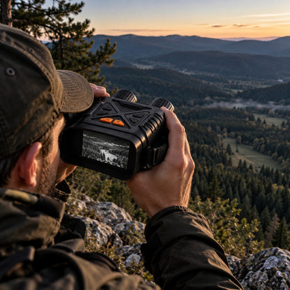 Monoculaire de vision nocturne utilisé depuis une montagne